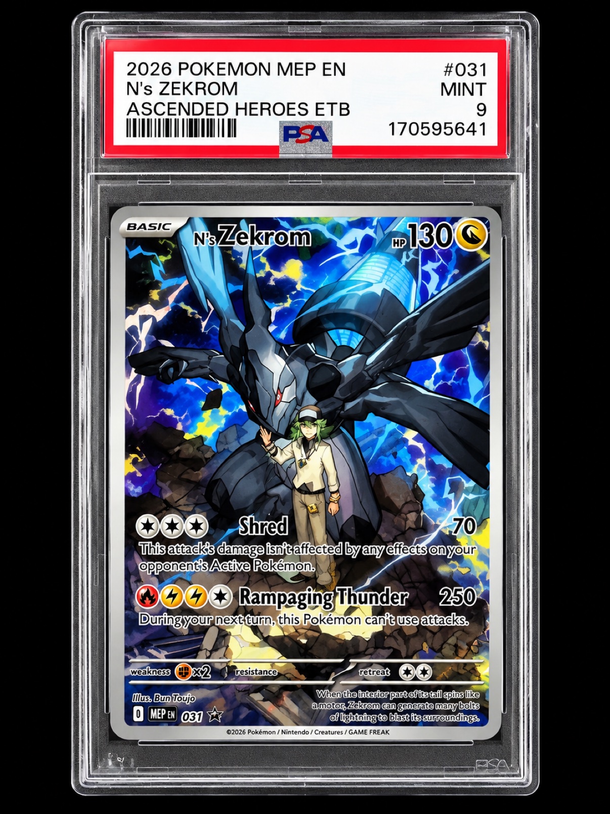 2026 Pokemon MEP EN N's Zekrom #031 Ascended Heroes ETB, graded PSA 9